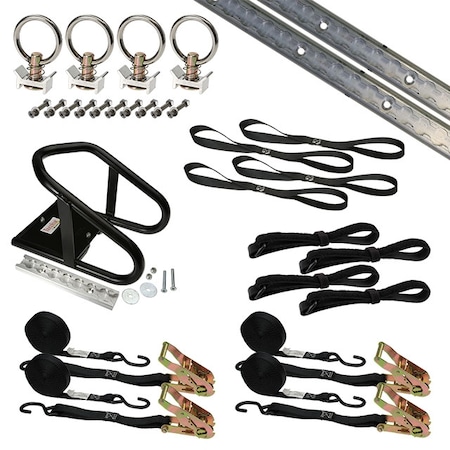 Us Cargo Control 6' Single Tie Down System w/ Wheel Chock - Aluminum MSK6CKAL